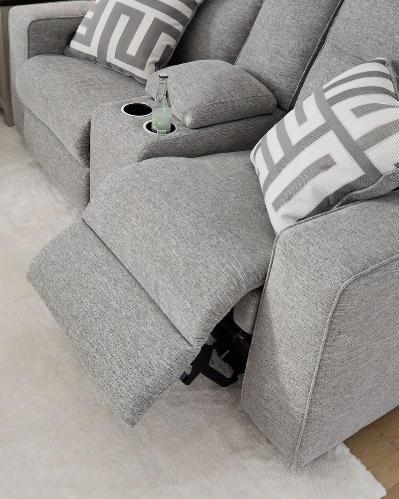 Biscoe - Power Reclining Loveseat With Console /Adj Headrest - Pewter