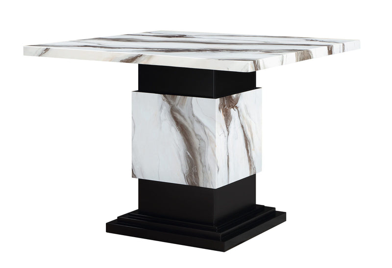 D12BT - 5 Piece Dining Room Set (Bar Table And 4 Bar Stools) - Black / Brown / White