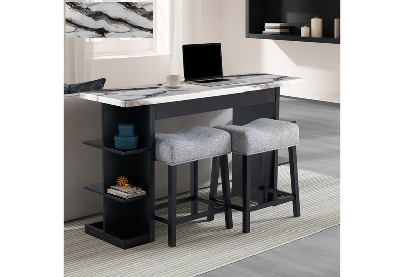 D3232 - 3 Piece Living Room Set (Console Sofa Table & 2 Stools) - Light Gray