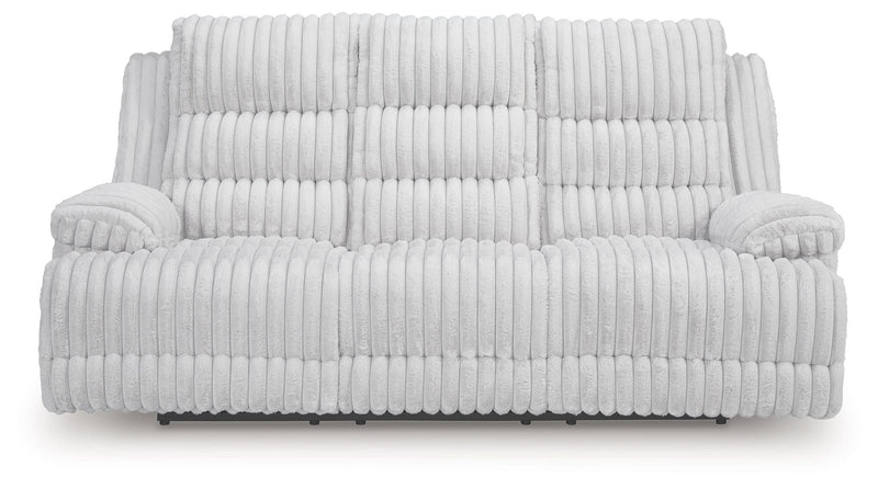 Rhines Falls - Reclining Power Sofa With Drop Down Table - Alloy