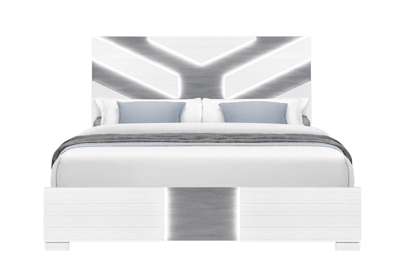 Optimus - 4 Piece Bedroom Set (Full Bed, Dresser, Mirror, Nightstand) - White