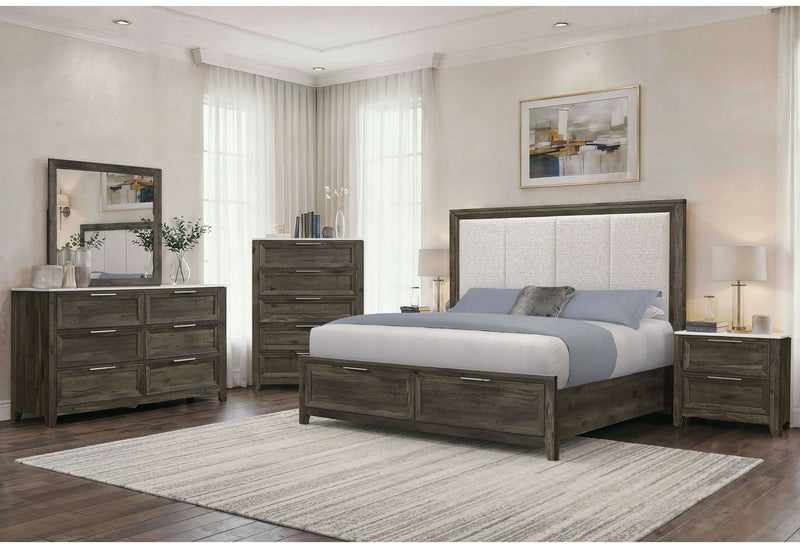 Mariah - 5 Piece Queen Bedroom Set (Bed, Dresser & Mirror, Nightstand, Chest) - Dark Brown