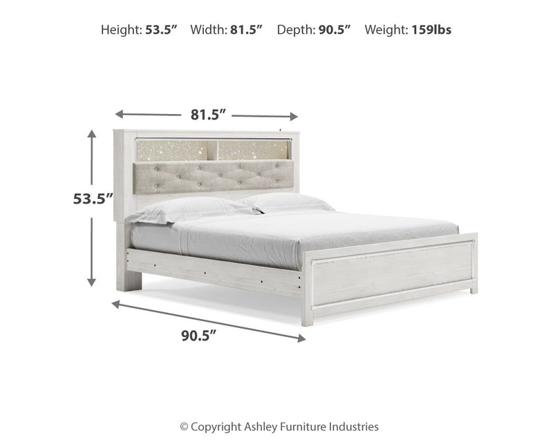 Altyra - King Upholstered Bookcase Bed With Storage - White