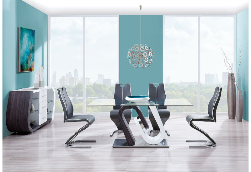 D4127 - Dining Table - Dark Gray / Silver