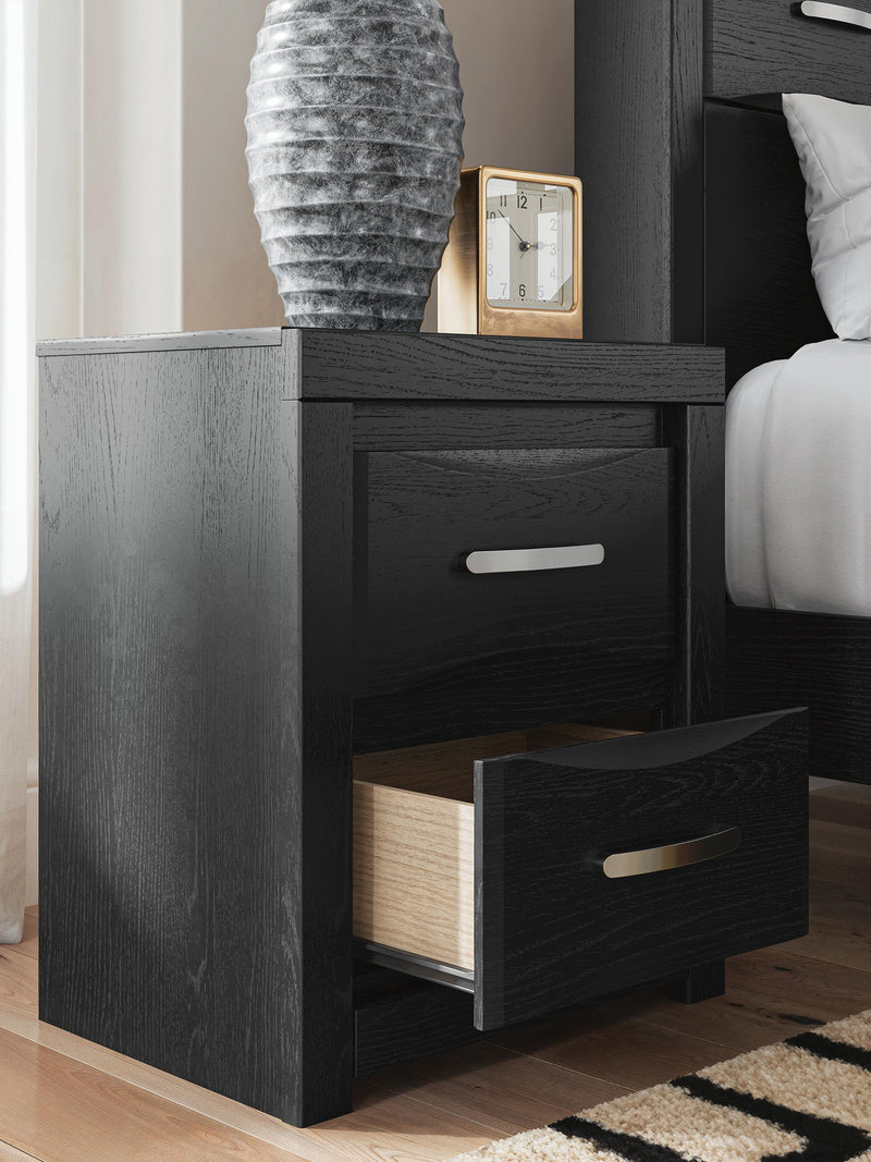 Stabotta - Two Drawer Night Stand - Black - Furniture Source (IA) 
