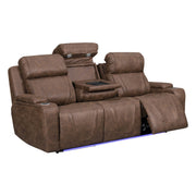Carrow - Sofa With Power Headrest & Footrest, Stereo, Massage - Brown - Furniture Source (IA) 