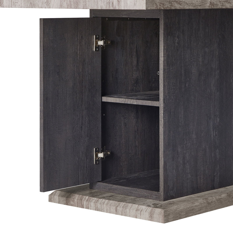 D8030 - 9 Piece Dining Room Set (Dining Table With 2 Storage Drawers And 1 Storage Door And 8 Dining Chairs) - Black / Brown
