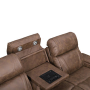 Carrow - Sofa With Power Headrest & Footrest, Stereo, Massage - Brown - Furniture Source (IA) 
