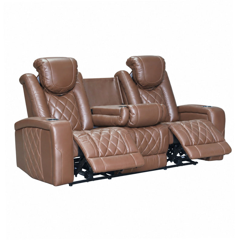 Dorian - Reclining Leather Sofa With Power Headrest And Footrest - Brown - Furniture Source (IA) 