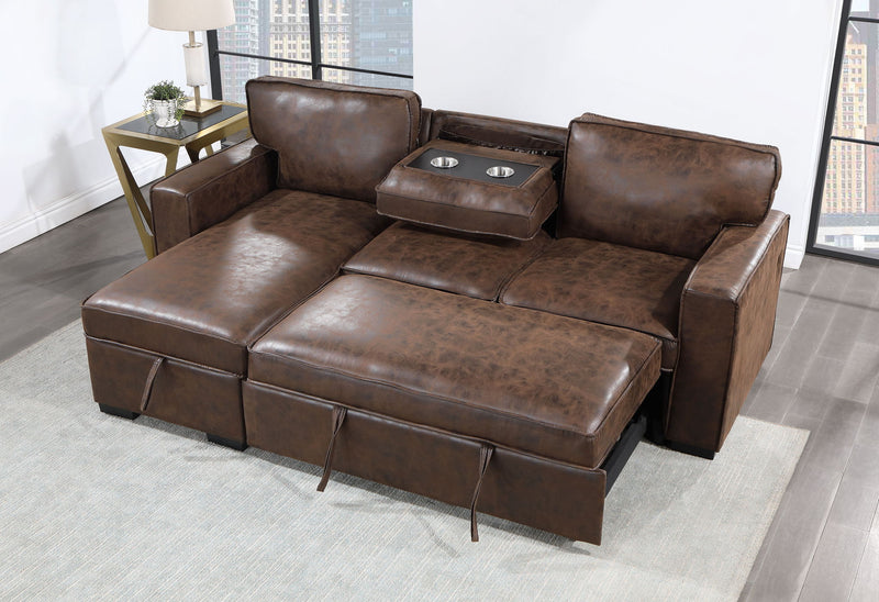 U0203 - Reversible Pullout Sofa Bed - Coffee