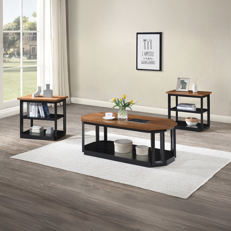 Decker - 3 Piece Occasional Set (1 Coffee & 2 End Tables) - Brown / Black