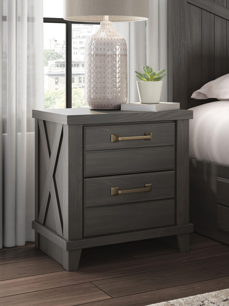 Vonitta Bay - Two Drawer Night Stand - Dark Brown - Furniture Source (IA) 