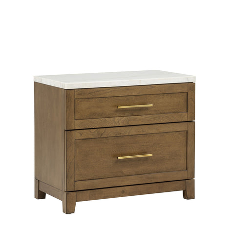 Devonshire - Nightstand With Marble Top And USB Port - Cognac - Furniture Source (IA) 