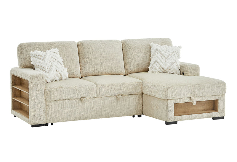 U0222 - Pull Out Sofa Bed With Speaker And 2 Pillows - Cream