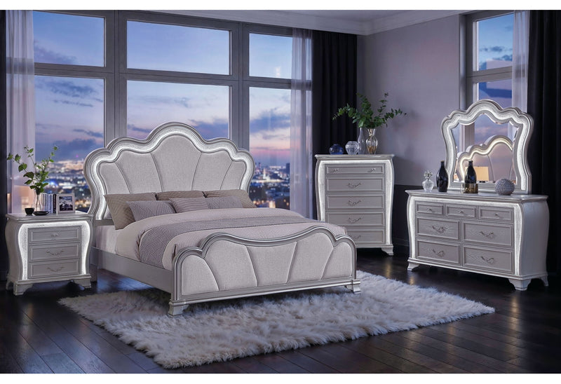 Aria - Queen Bed With LED - Silver