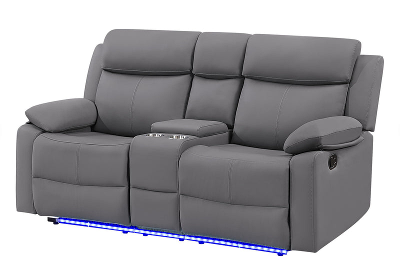 U6026 - 3 Piece Living Room Set (46A Reclining Sofa, Console Reclining Loveseat With Speaker) - Gray