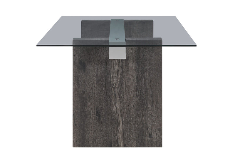 D4238 - 9 Piece Dining Room Set (Dining Table And 8 Dining Chairs) - Clear / Dark Brown / Light Gray