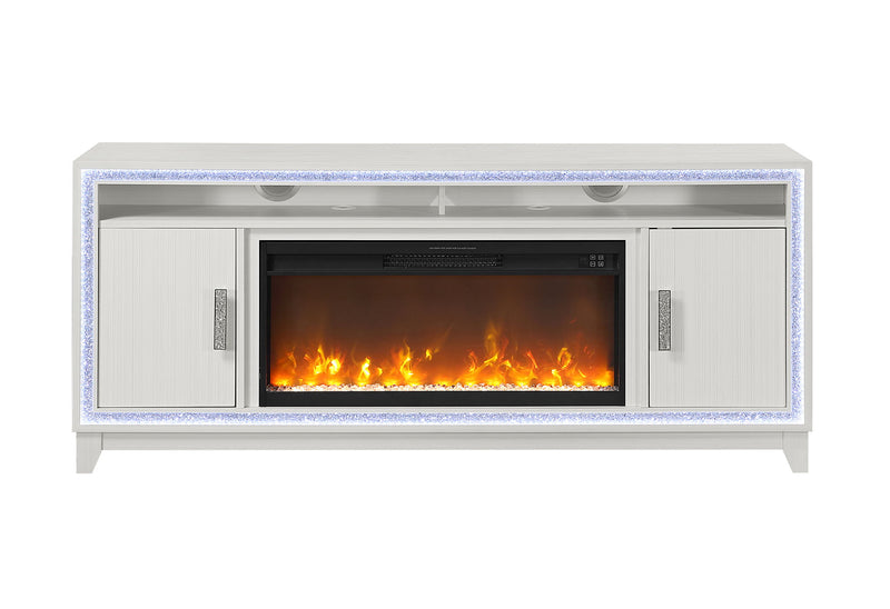 Lily - 72" Entertainment Unit With LED, Speakers, Crystal Inserts - White