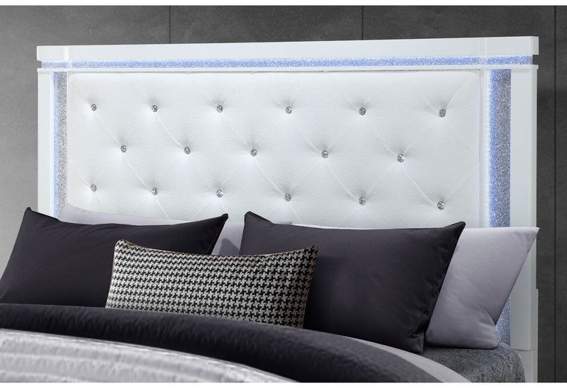 Alina - 5 Piece Queen Bedroom Set With LED, Cooler, Speaker And USB - White