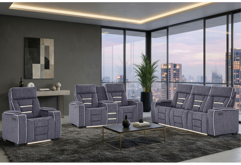 U1895 - P2 Console Reclining Loveseat With IS And LED - Dark Gray
