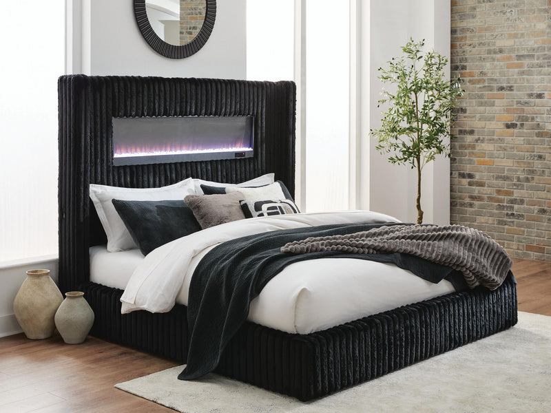 Tayleena - Upholstered Bed With Fireplace And Wireless Audio