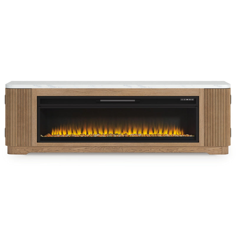 Camdill - 80" TV Stand With Electric Fireplace - Light Brown