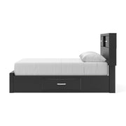 Stabotta - Queen Bookcase Bed With Storage Footboard And 2 Under Bed Storage Units - Black - Furniture Source (IA) 