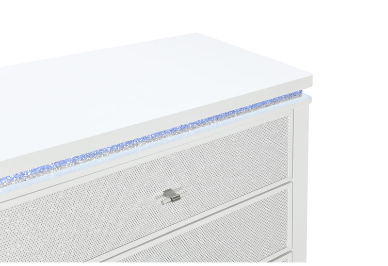 Alina - 5 Piece King Bedroom Set With LED, Cooler, Speaker And USB - White