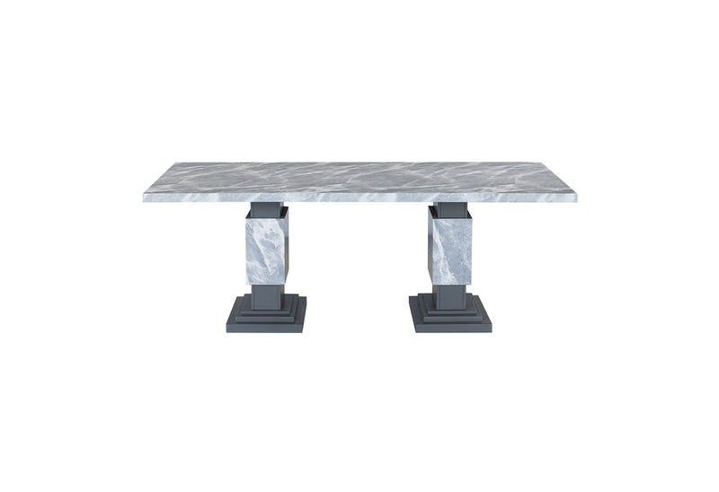 D1212 - 9 Piece Dining Room Set (Dining Table And 8 Dining Chairs) - Gray / White