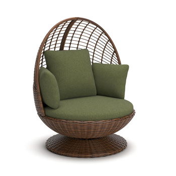 Horizon Hall - Swivel Egg Chair With Cushion - Brown / Green - Furniture Source (IA) 