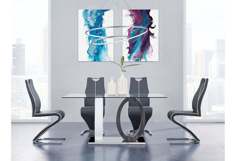 D1628 - 7 Piece Dining Room Set (Dining Table And 6 Dining Chairs) - Silver