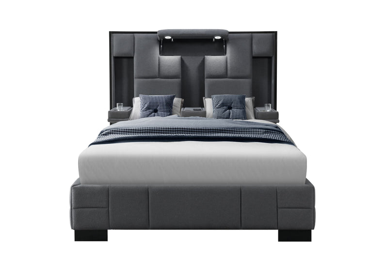 Oscar - Queen Bed Without Wood Trim - Dark Gray