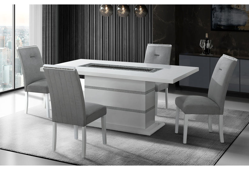 Monaco - 9 Piece Dining Room Set (Dining Table And 8 Dinning Chairs) - Gray / White