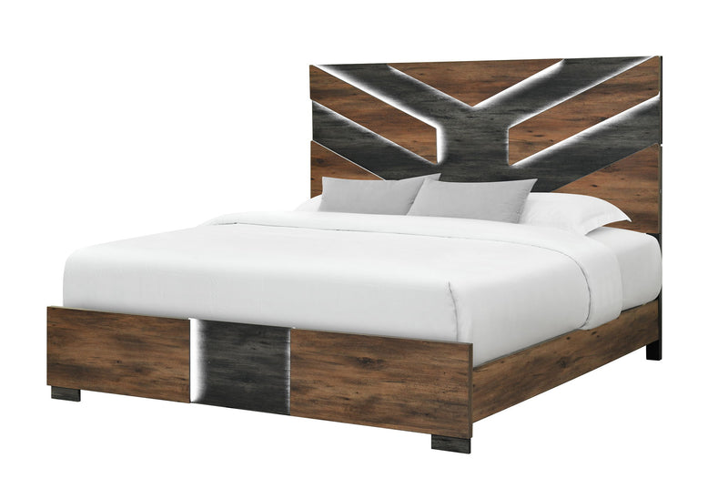 Optimus - 5 Piece King Bedroom Set - Black / Brown