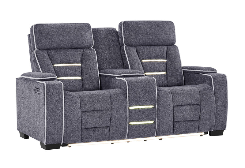 U1895 - P2 Console Reclining Loveseat With IS And LED - Dark Gray