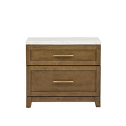 Devonshire - Nightstand With Marble Top And USB Port - Cognac - Furniture Source (IA) 