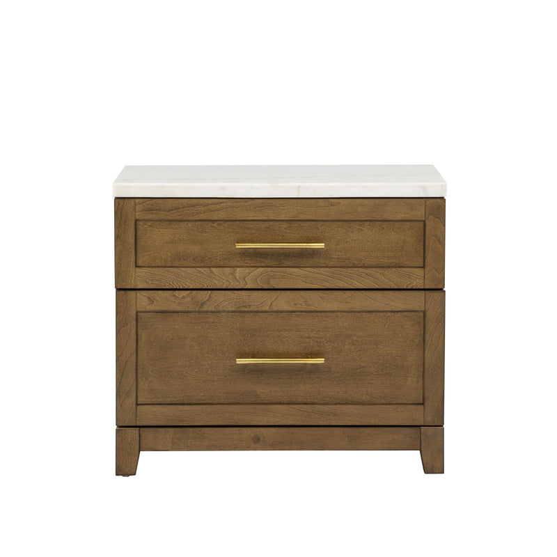 Devonshire - Nightstand With Marble Top And USB Port - Cognac - Furniture Source (IA) 