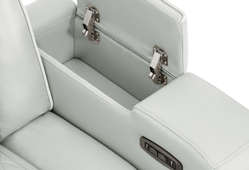 U8611 - 2 Piece Living Room Set (Power Reclining Sofa With Power Headrest And LED / Power Console Reclining Loveseat With Power Headrest, LED And Speaker) - Silver