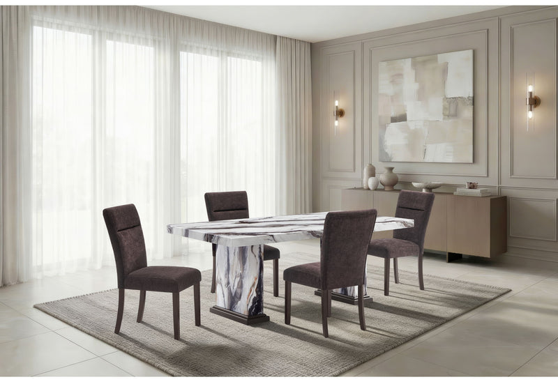 D8212 - 5 Piece Dining Room Set (Dining Table With 4 Dining Chairs) - Dark Brown