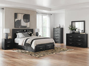 Stabotta - Queen Bookcase Bed With Storage Footboard And 2 Under Bed Storage Units - Black - Furniture Source (IA) 