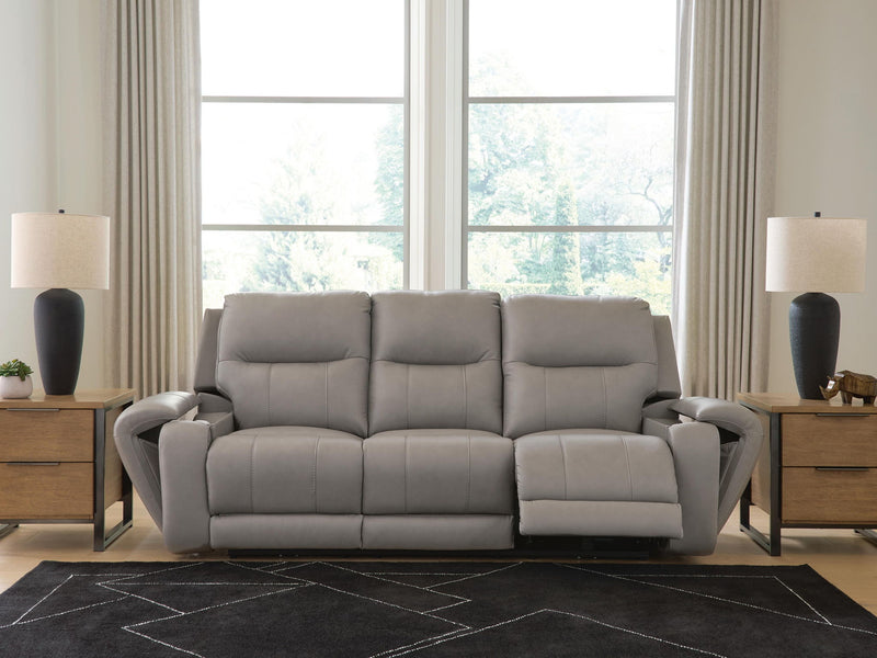 Real Moments - Power Reclining Sofa With Audio Seating - Ash