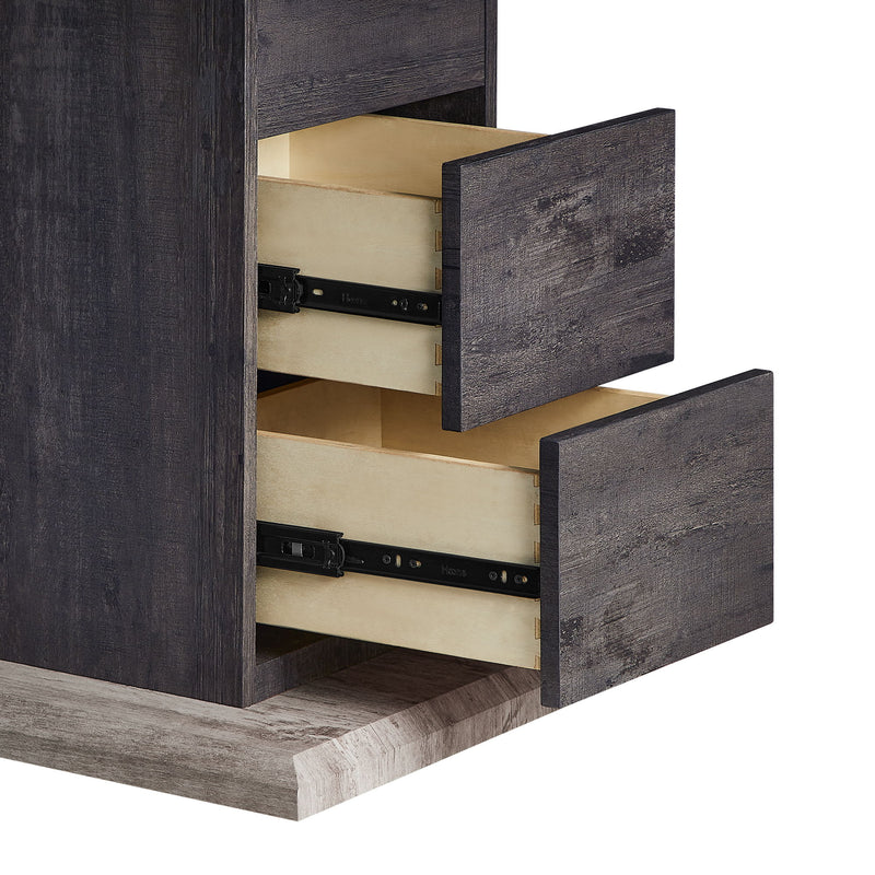 D8030 - Dining Table With 2 Storage Drawers And 1 Storage Door - Black / Brown