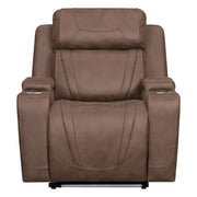 Carrow - Glider Recliner With Power Headrest & Footrest, Stereo, Massage - Brown - Furniture Source (IA) 