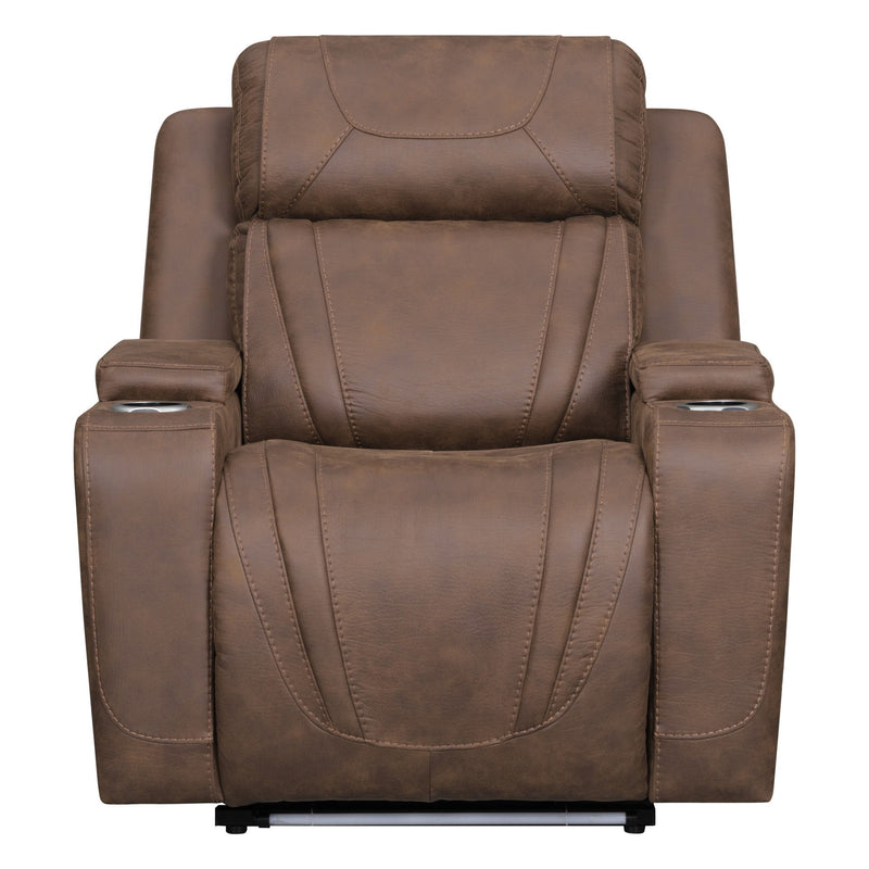 Carrow - Glider Recliner With Power Headrest & Footrest, Stereo, Massage - Brown - Furniture Source (IA) 