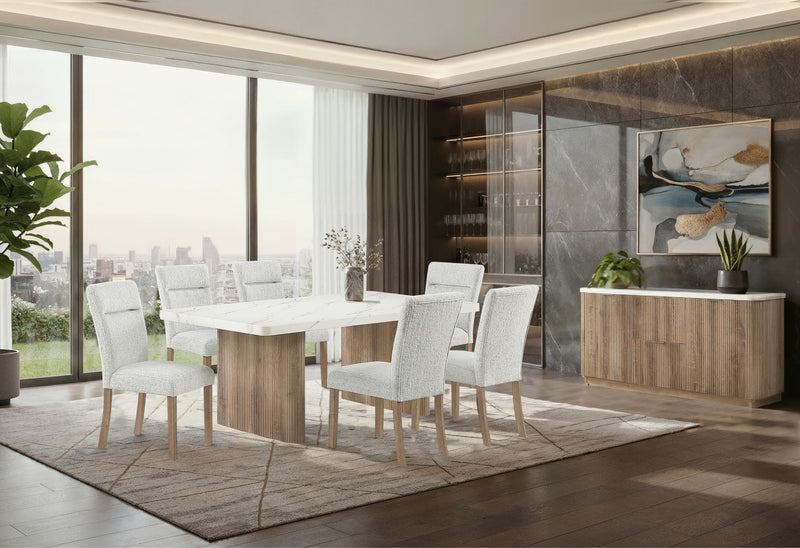 D2504 - 9 Piece Dining Room Set (Dining Table And 8 Dining Chairs) - Light Gray / White