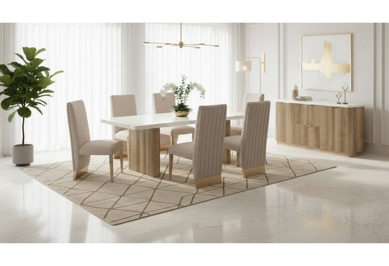 D2504 - 9 Piece Dining Room Set (Dining Table And 8 Dining Chairs) - Light Gray / White