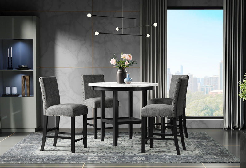 D40011 - 5 Piece Dining Room Set (D40011 Bar Table And D1622 Four Bar Stools) - Dark Gray