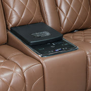 Dorian - Reclining Leather Loveseat With Power Headrest, Footrest And Cooler - Brown - Furniture Source (IA) 