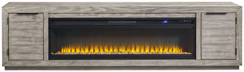Naydell - 92" TV Stand With Wide Fireplace Insert - Gray