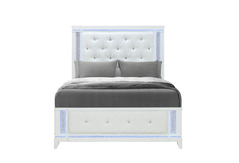 Alina - 5 Piece Full Bedroom Set With LED, Cooler, Speaker And USB - White
